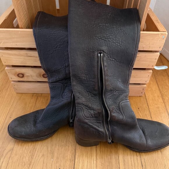 Miu Miu IT 38 US 9 Brown Leather Floral Embroidered Riding Boots - with flaws - Picture 10 of 16